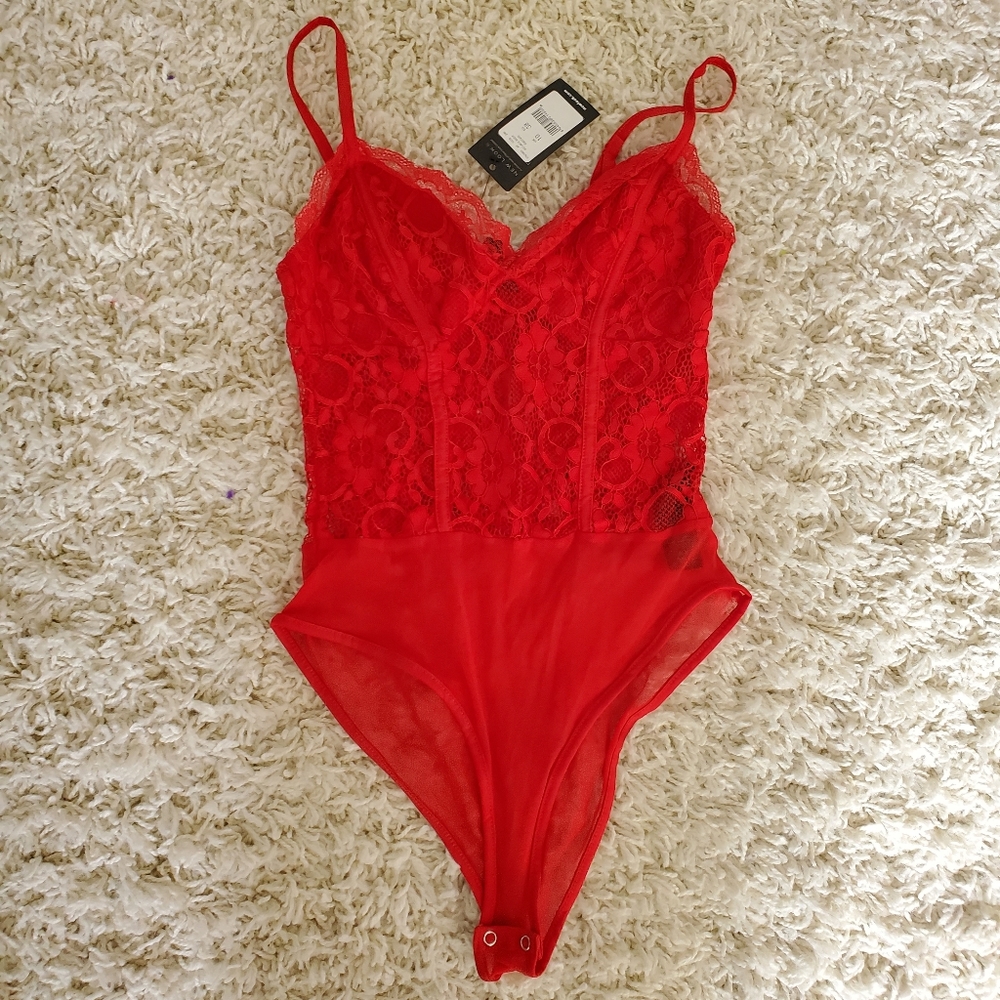 New Look (ASOS) red lace going out bodysuit